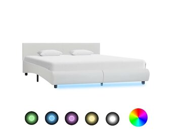 VidaXL Wit Kunstleren Bedframe 180x200 cm met LED - 35% Korting