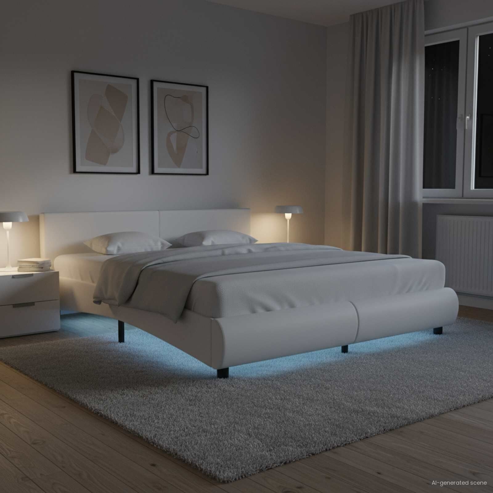 VidaXL Wit Kunstleren Bedframe 180x200 cm met LED - 35% Korting