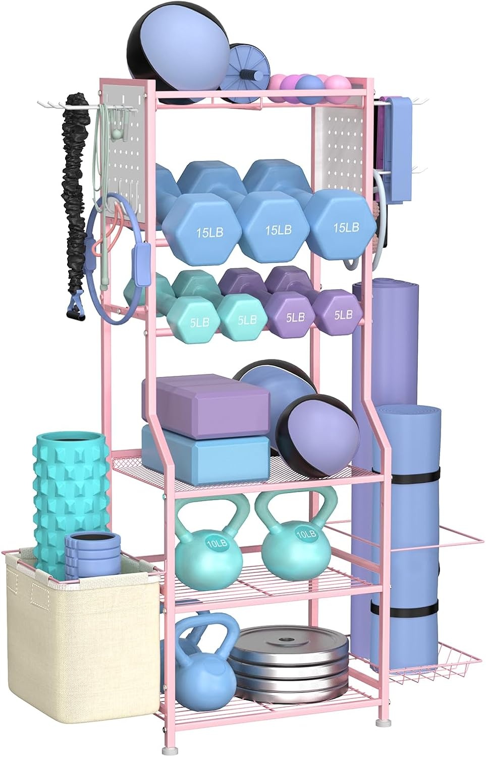 Roze Dumbbell Rek 6-Laags - Perfect voor Home Gym met Korting!