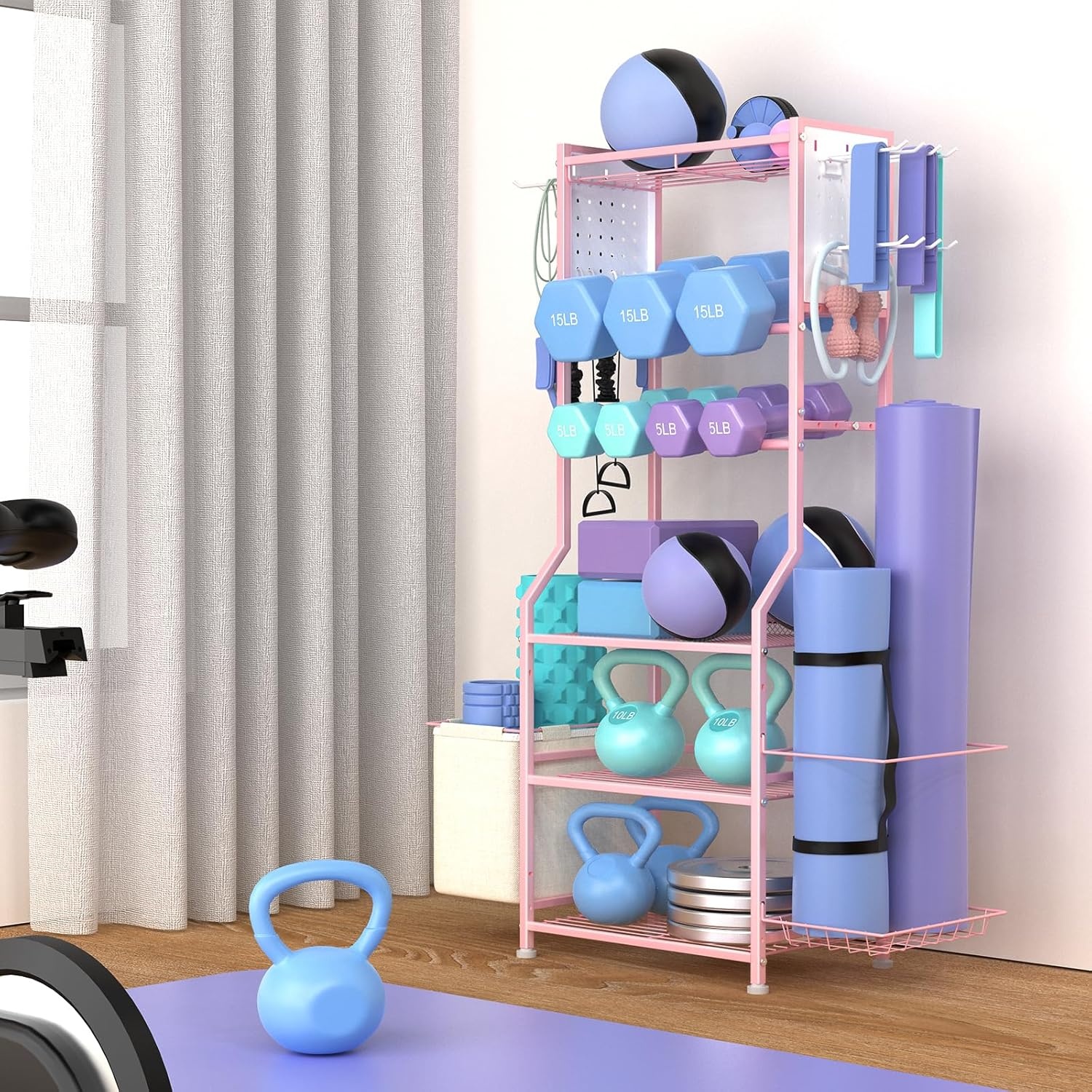 Roze Dumbbell Rek 6-Laags - Perfect voor Home Gym met Korting!