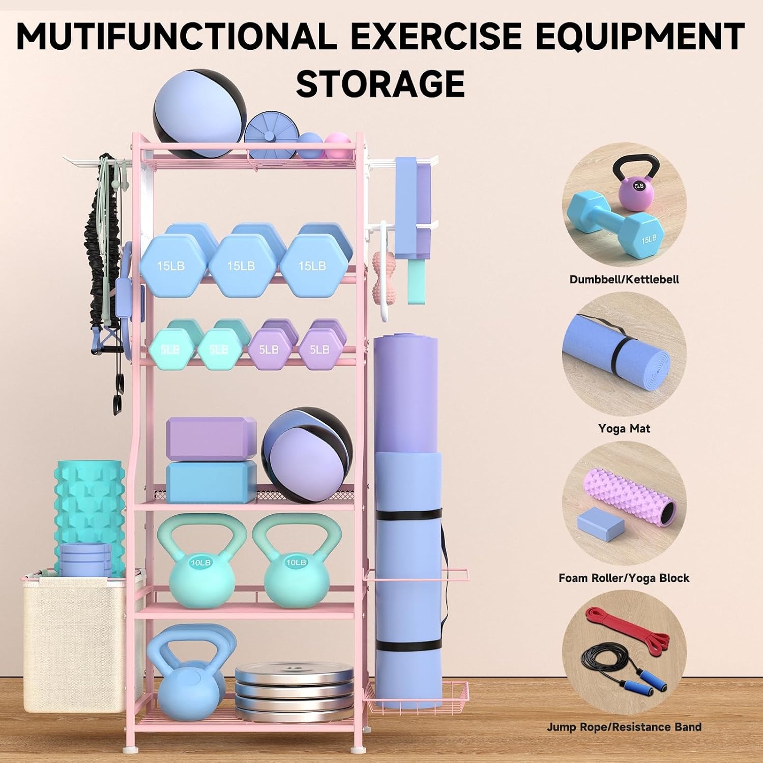 Roze Dumbbell Rek 6-Laags - Perfect voor Home Gym met Korting!