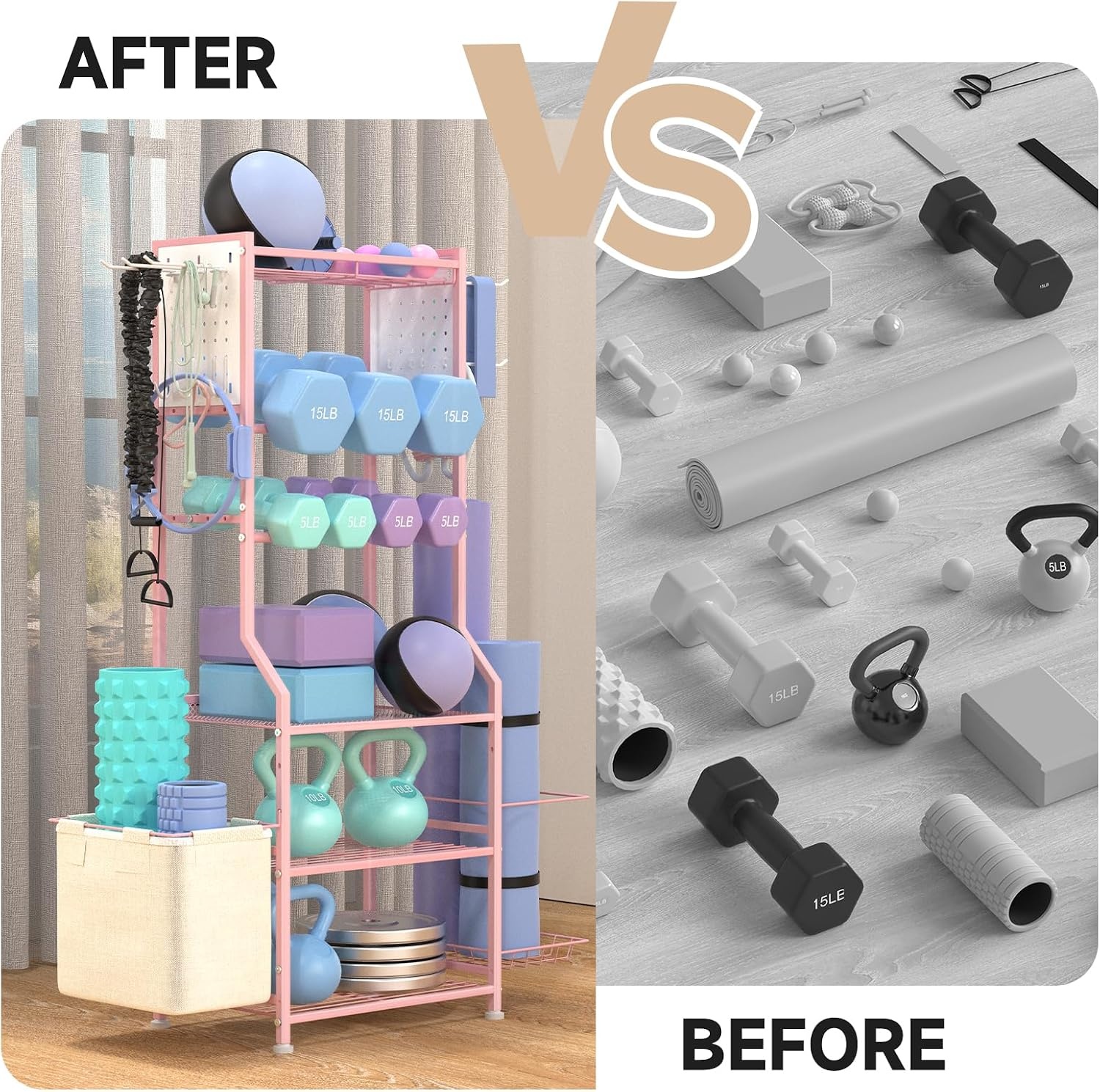 Roze Dumbbell Rek 6-Laags - Perfect voor Home Gym met Korting!