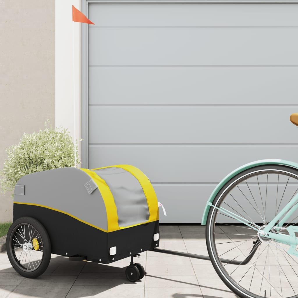 Fietstrailer met 30 kg draagvermogen - IJzer Zwart/Geel