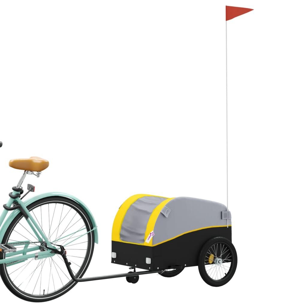 Fietstrailer met 30 kg draagvermogen - IJzer Zwart/Geel