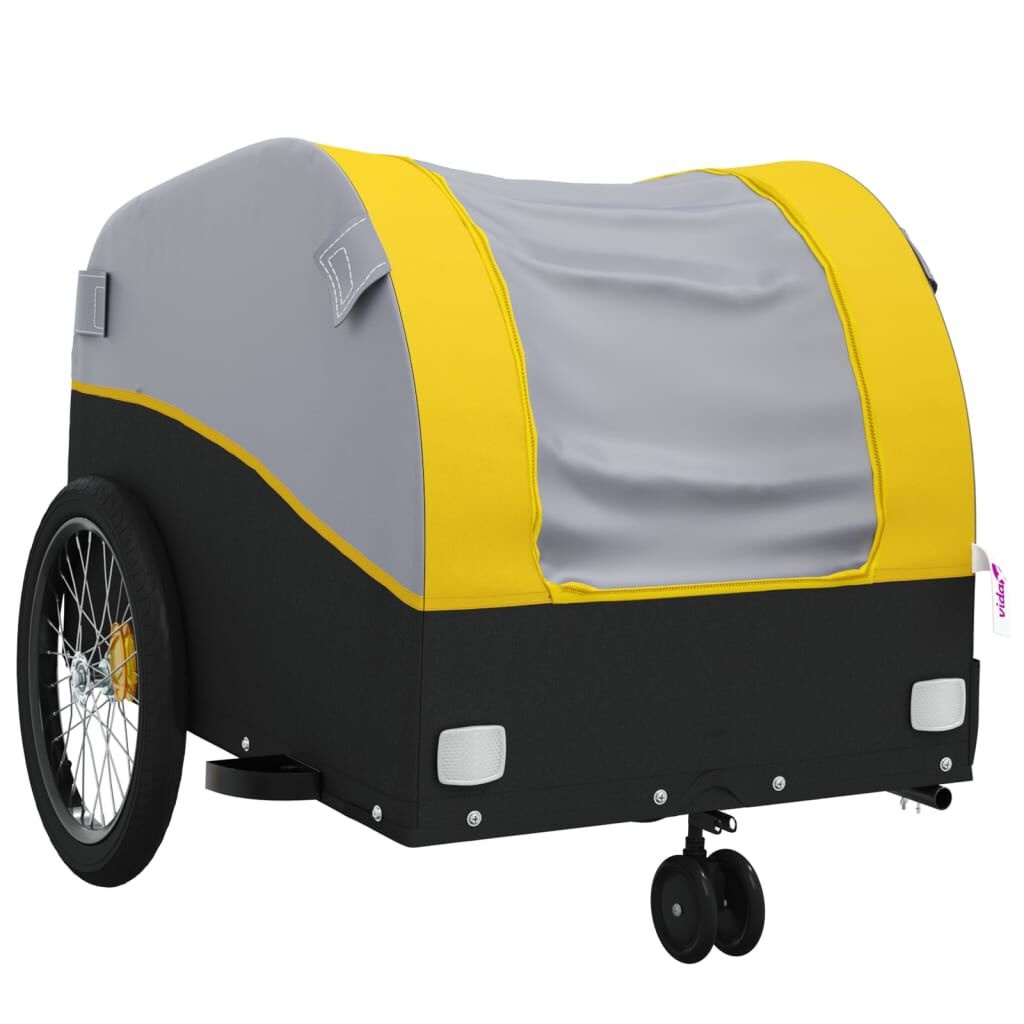 Fietstrailer met 30 kg draagvermogen - IJzer Zwart/Geel