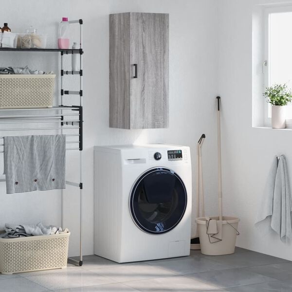 Grijze Hangkast met Sonoma Eikenlook (34,5x34x90 cm) - 59% Korting!