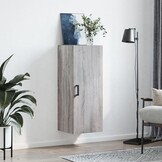 Grijze Hangkast met Sonoma Eikenlook (34,5x34x90 cm) - 59% Korting!