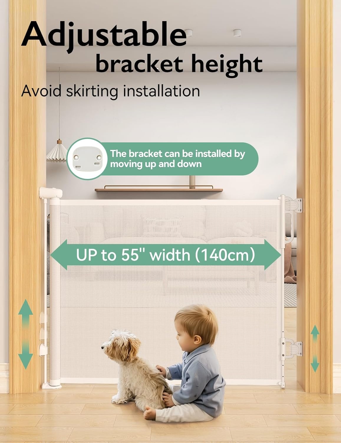 Intrekbaar Traphekje Wit - 83cm Hoog, 140cm Breed | 34% Korting
