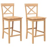 VidaXL Barkrukken Naturel Massief Hout (2 stuks) - 35% Korting