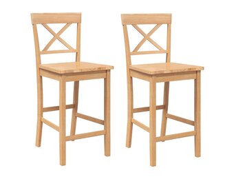 VidaXL Barkrukken Naturel Massief Hout (2 stuks) - 35% Korting