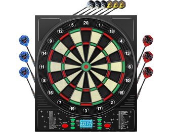 Elektronisch Dartbord 46x52cm | 34 Spellen | Tot 8 Spelers | Incl. 12 Pijlen | 34% Korting