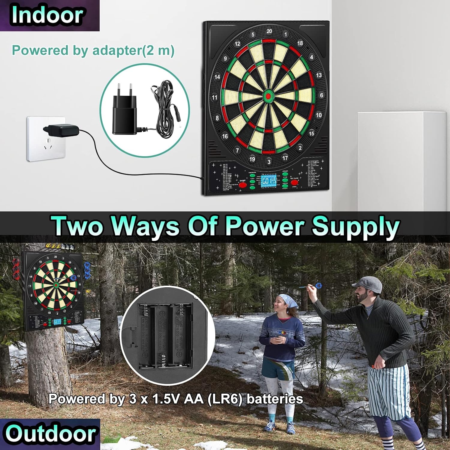Elektronisch Dartbord 46x52 cm | 34 Spellen | Tot 8 Spelers | 60% Korting