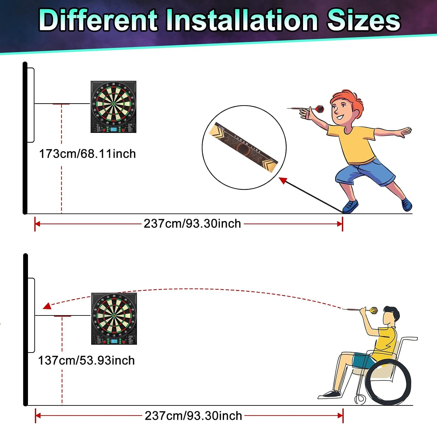 Elektronisch Dartbord 46x52 cm | 34 Spellen | Tot 8 Spelers | 60% Korting