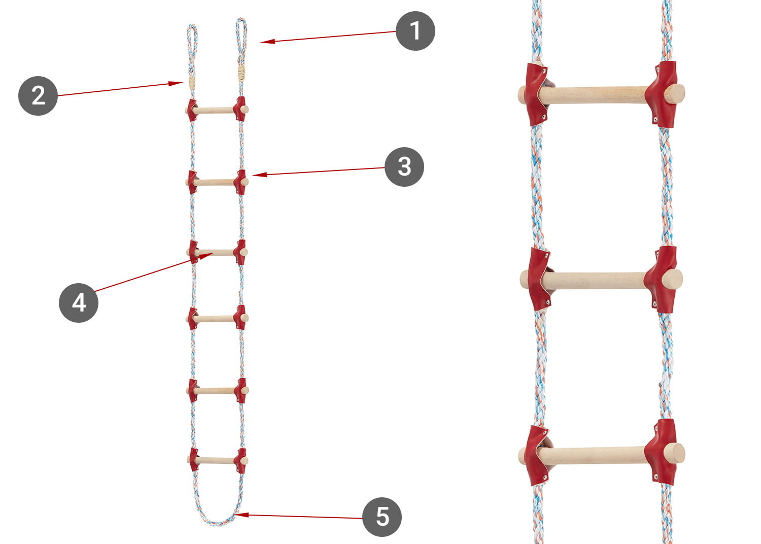 Touwladder 4m | Beukenhout | 250kg | 34% Korting
