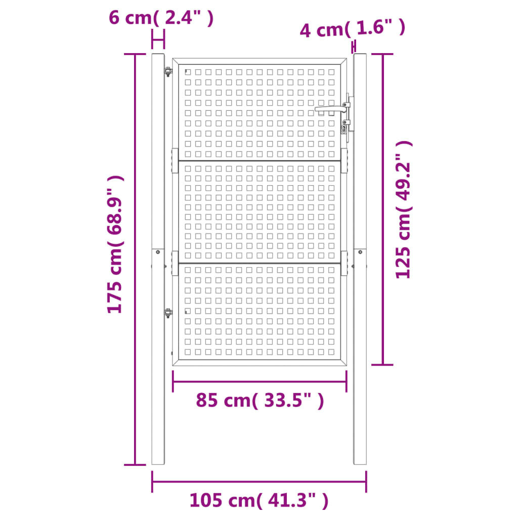 VidaXL Poort 105x175 cm Staal Antraciet - 35% Korting!