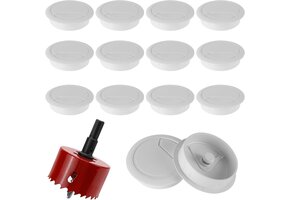 12x Witte Kabeldoorvoer voor Bureau (Ø 60mm) met Gatenzaag - 42% Korting!
