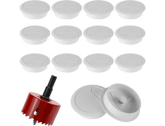 12x Witte Kabeldoorvoer voor Bureau (Ø 60mm) met Gatenzaag - 42% Korting!