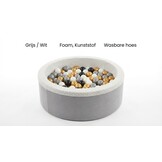 Ballenbad Grijs/Wit (90cm) | 200 Ballen | Wasbare Hoes (34% Korting)