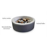 Ballenbad Grijs/Wit (90cm) | 200 Ballen | Wasbare Hoes (34% Korting)