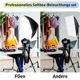 Softbox Fotostudio Set 2x 70cm Achthoekig | 3x 135W Lampen | -34%