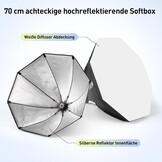 Softbox Fotostudio Set 2x 70cm Achthoekig | 3x 135W Lampen | -34%