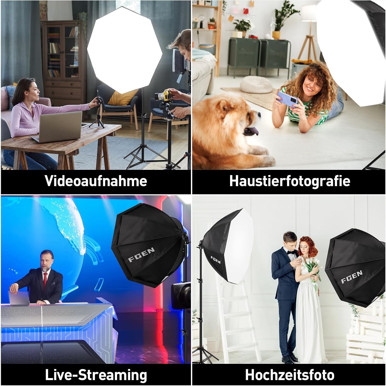 Softbox Fotostudio Set 2x 70cm Achthoekig | 3x 135W Lampen | -34%