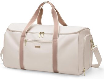 2-in-1 Reisplunjezak & Kledingtas Dames - Waterbestendig - Romig-wit