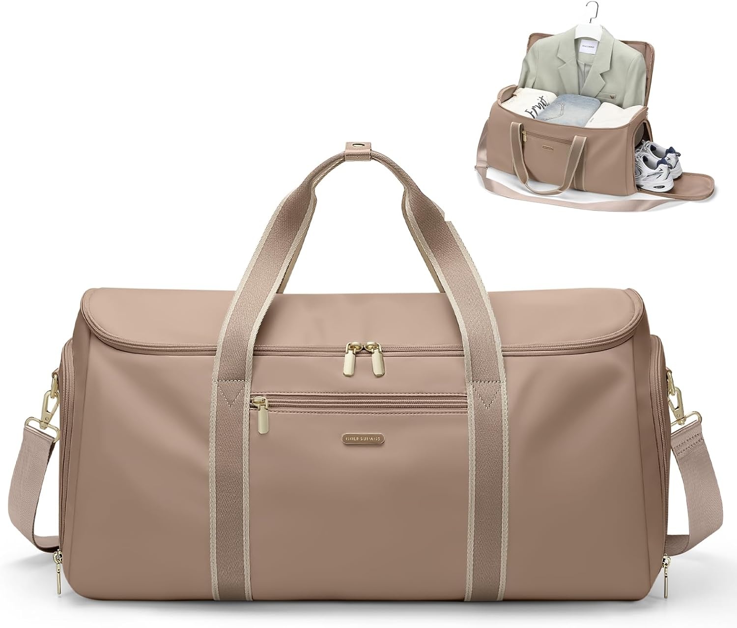 2-in-1 Reisplunjezak & Kledingtas Dames - Waterbestendig - Romig-wit