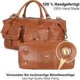 Echt Leren Reistas Wax Brown 49cm - Handbagage Vliegtuig - Vintage Look - 30% Korting