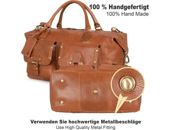 Echt Leren Reistas Wax Brown 49cm - Handbagage Vliegtuig - Vintage Look - 30% Korting