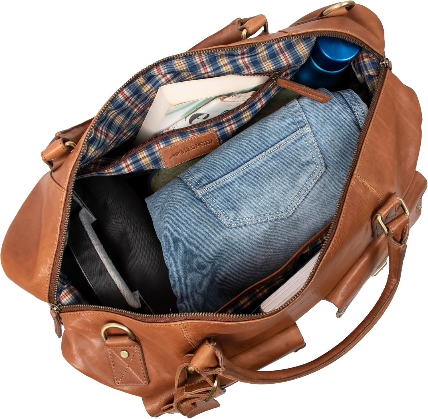 Echt Leren Reistas Wax Brown 49cm - Handbagage Vliegtuig - Vintage Look - 30% Korting