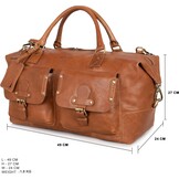 Echt Leren Reistas Wax Brown 49cm - Handbagage Vliegtuig - Vintage Look - 30% Korting