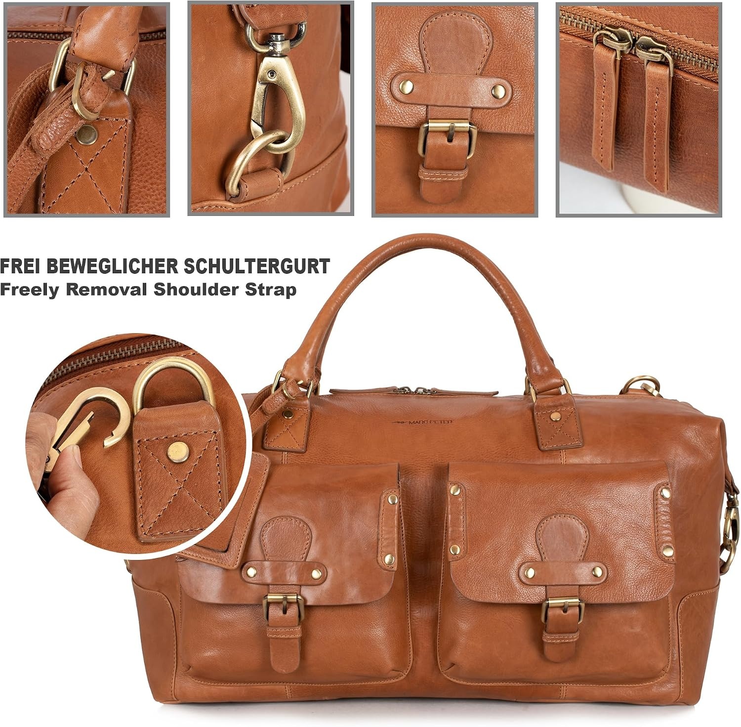 Echt Leren Reistas Wax Brown 49cm - Handbagage Vliegtuig - Vintage Look - 30% Korting