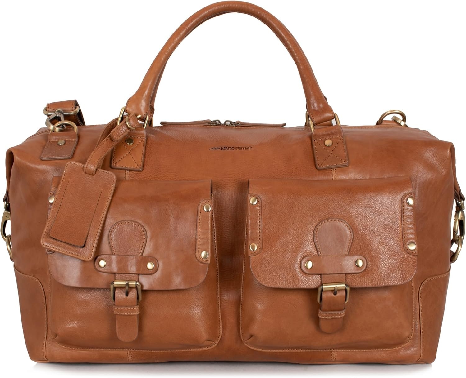 Echt Leren Reistas Wax Brown 49cm - Handbagage Vliegtuig - Vintage Look - 30% Korting