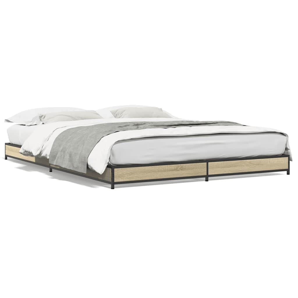 VidaXL Bedframe Bewerkt Hout & Metaal Sonoma Eiken (120x200cm) - 34% Korting