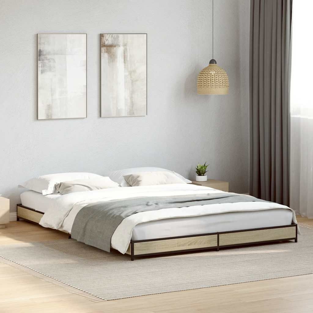 VidaXL Bedframe Bewerkt Hout & Metaal Sonoma Eiken (120x200cm) - 34% Korting