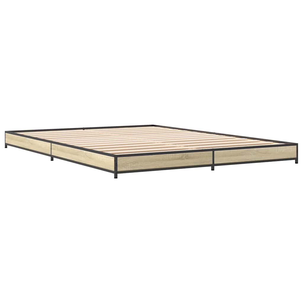 VidaXL Bedframe Bewerkt Hout & Metaal Sonoma Eiken (120x200cm) - 34% Korting