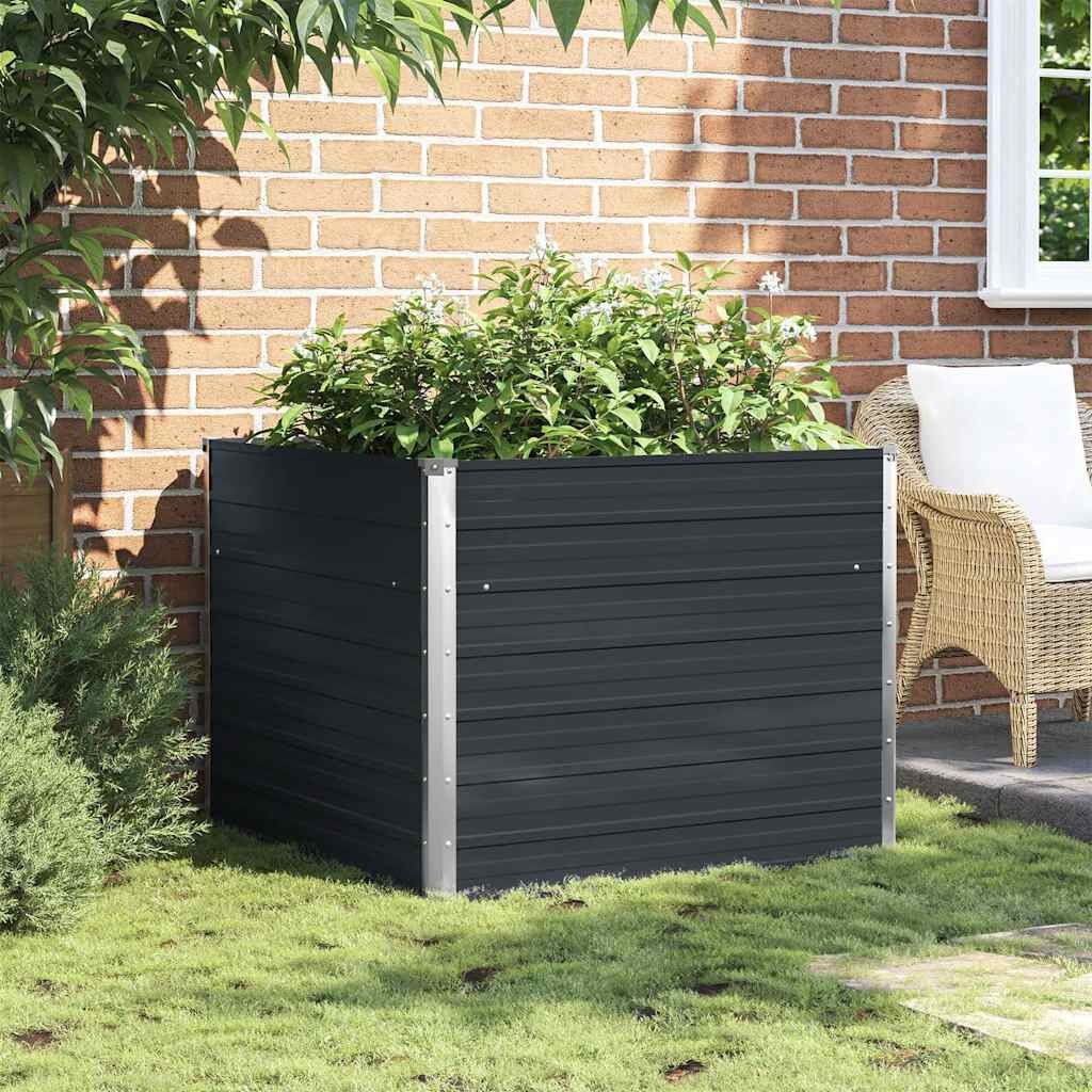 Verhoogde Plantenbak Gegalvaniseerd Staal Antraciet 100x100x77cm - 34% Korting