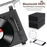 Vintage Draaitafel met Bluetooth & 20W Luidsprekers - Zwart (35% Korting)