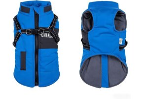 Hondenjas met tuigje | Warm & Waterdicht | L | Blauw | 58% Korting