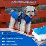 Hondenjas met tuigje | Warm & Waterdicht | L | Blauw | 58% Korting