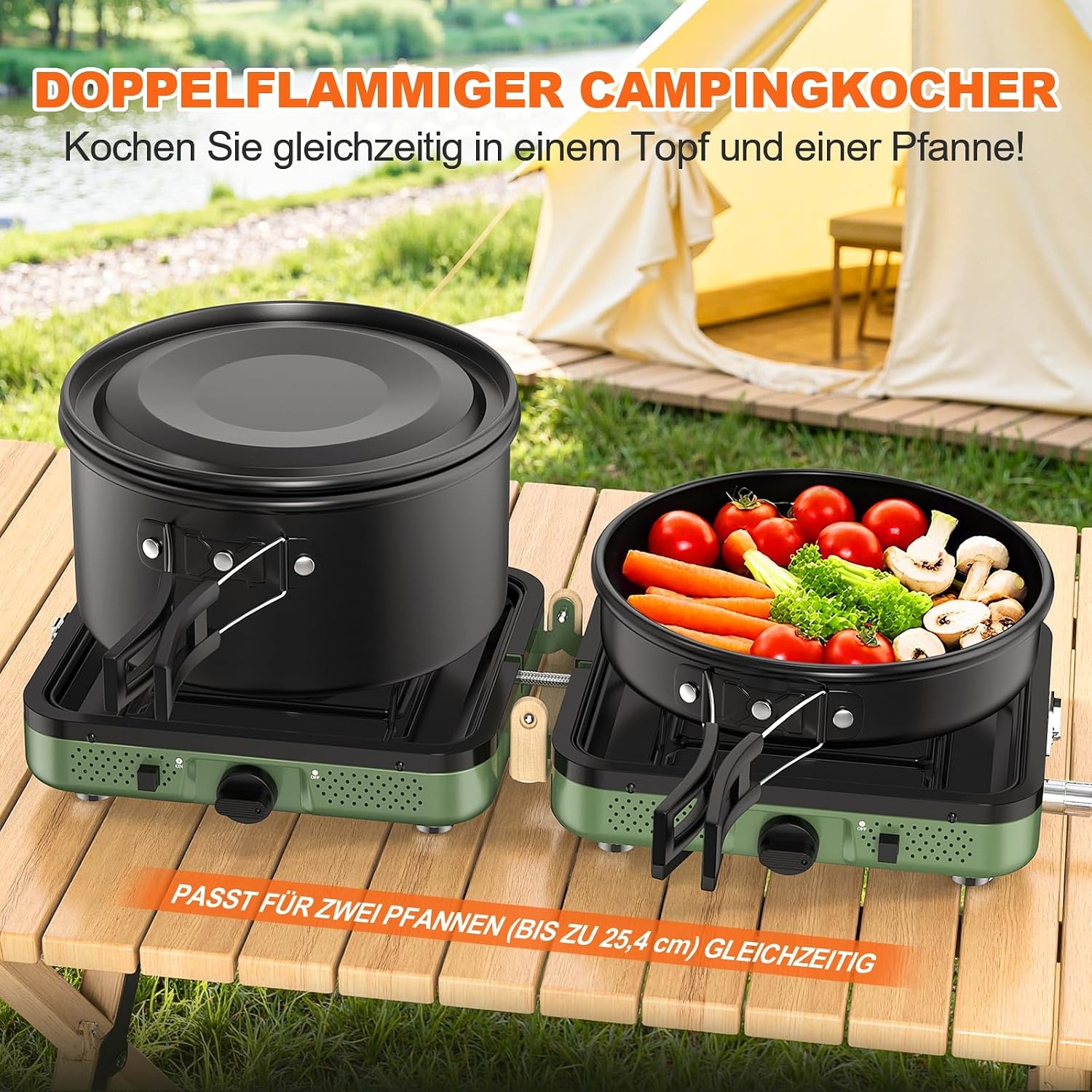 Opvouwbaar Campingkooktoestel 2 Vlammen Gas 29% Korting