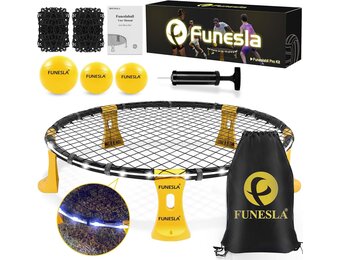 Roundnet Set Verlicht Geel 36 Inch - Beginner & Competitie Net + 33% Korting