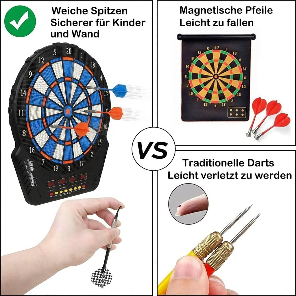 Elektronisch Dartbord 1-8 Spelers | 2 Voedingsmodi | 25 Spellen (56% Korting)