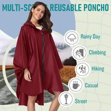 Waterdichte Regenponcho Bordeauxrood - Ademend & Winddicht - 32% Korting