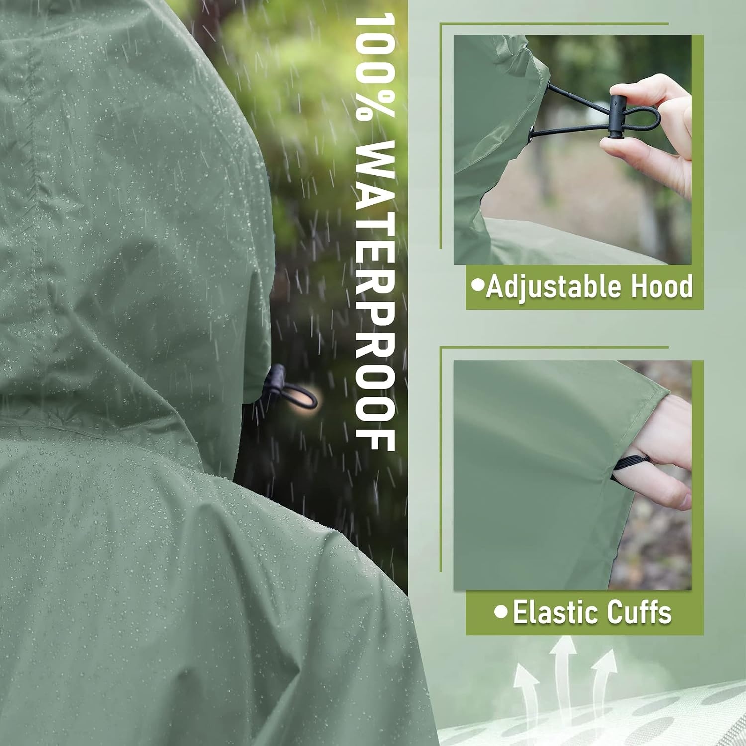 Grasgroene Regenponcho Dames - Universele Maat met Capuchon