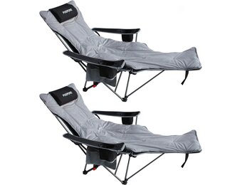 Set van 2 Campingstoelen: Opvouwbaar met Voetensteun & Korting!