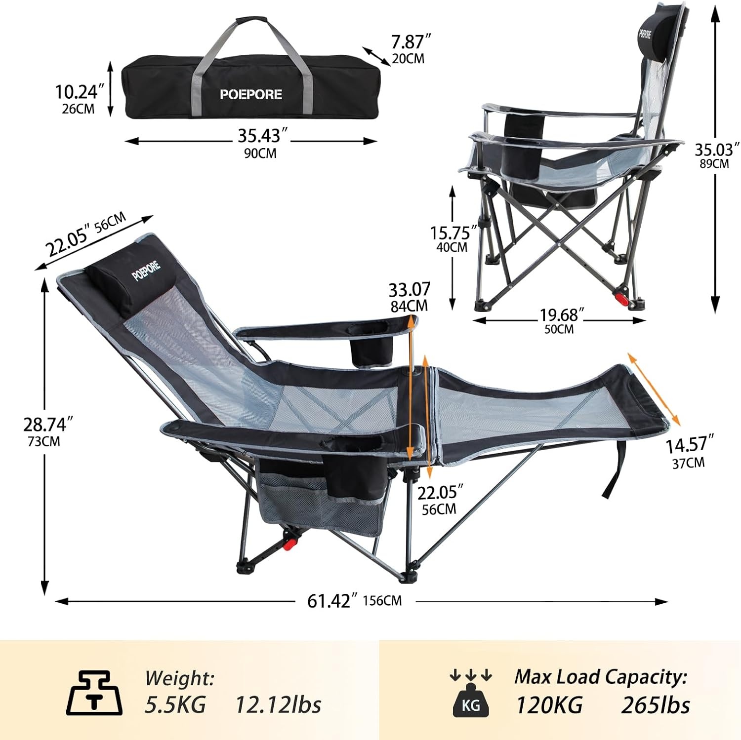 Set van 2 Campingstoelen: Opvouwbaar met Voetensteun & Korting!