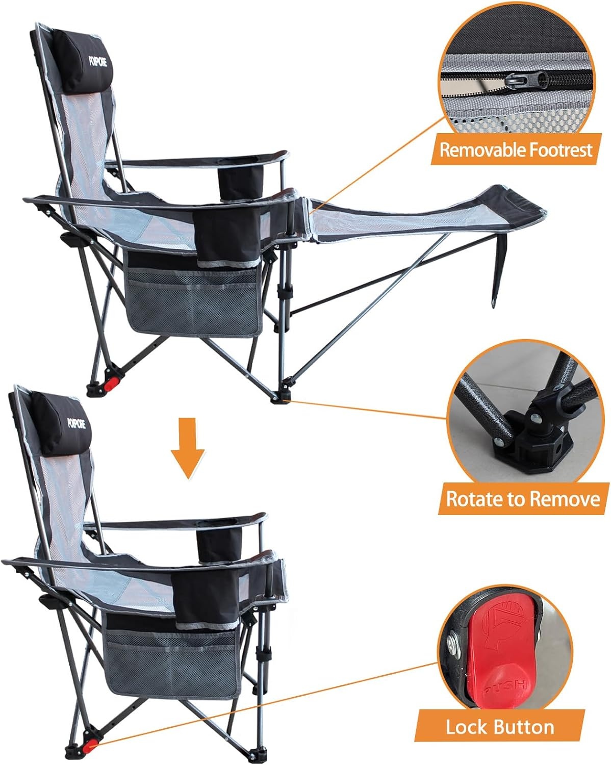 Set van 2 Campingstoelen: Opvouwbaar met Voetensteun & Korting!