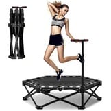 Fitness Trampoline Binnen 110cm | Opvouwbaar met Verstelbare Stang | Max. 275kg | 34% Korting